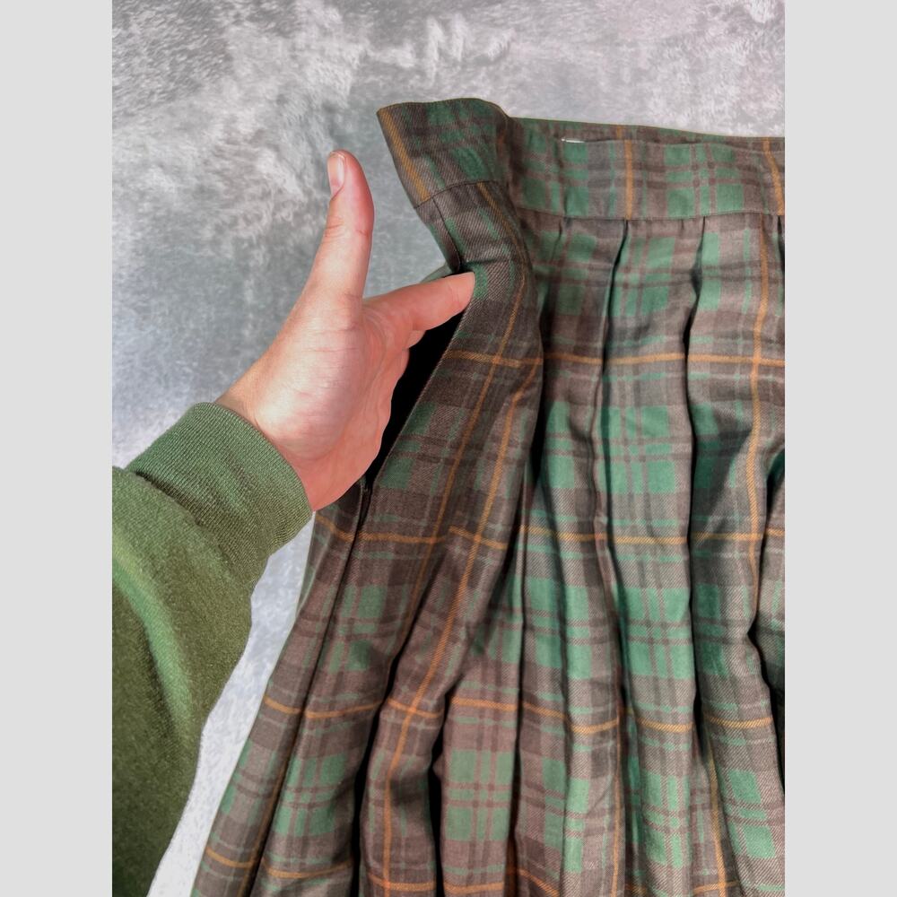 Rare Herman Geist Equestrian Tartan Plaid Maxi Horse Skirt Green Size 12 Large - Picture 10 of 10